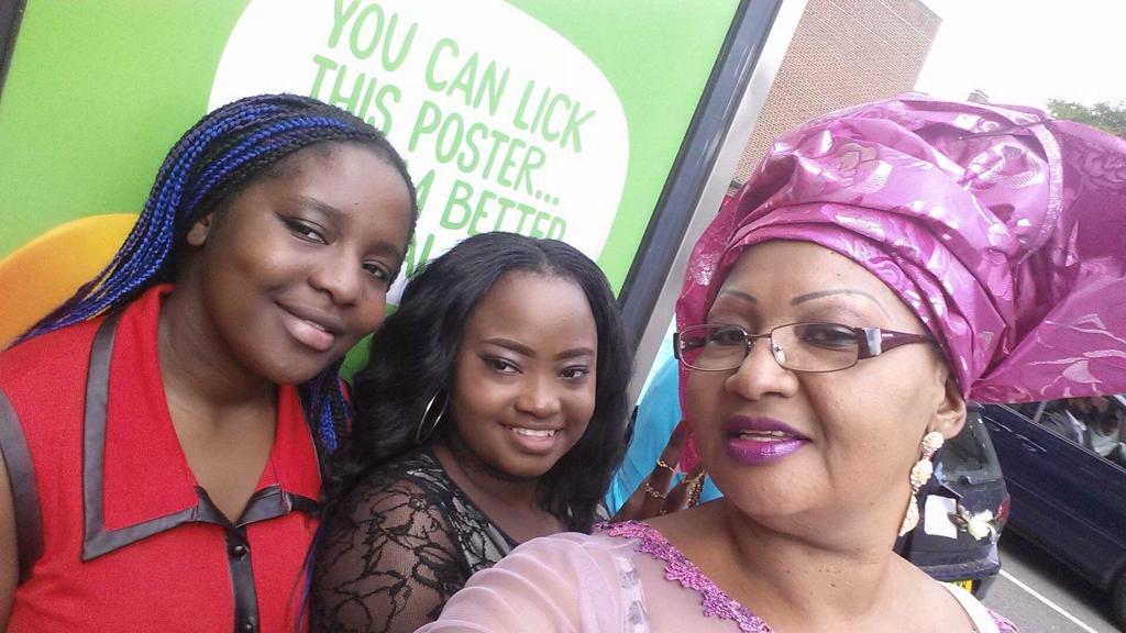 Elsie with her daughters. The one in red saved by the Cameroon education system from joining gangs, pregnancy or prison in London.