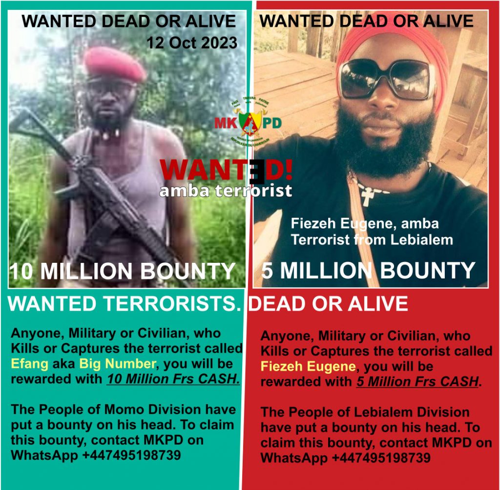 Efang Big Number and Eugene RANSOM 10Million Wanted Dead or Alive 5 Million Frs