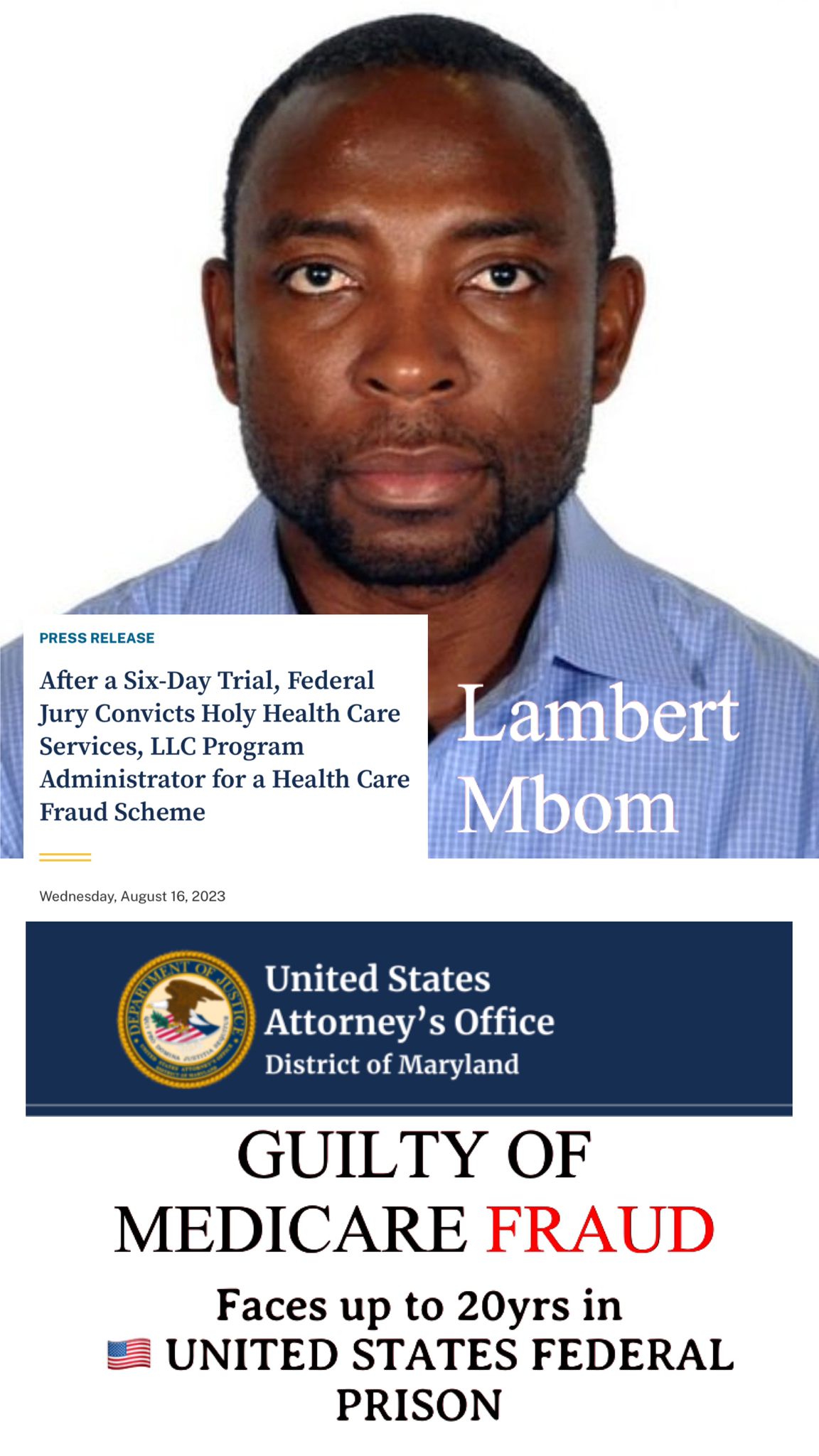 Guilty of Medical Fraud! Lambert Mbom, Amba Terrorist in the USA