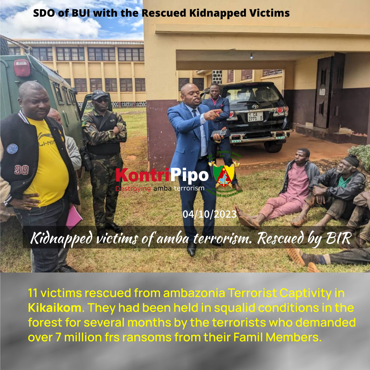 SDO of BUI with the 11 Kidnapped victions of ambazonia terrorism
