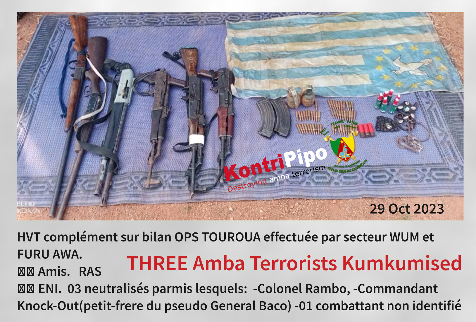 Wum and Furawa harvest 29 Oct 2023 - Three amba Terrorists Kumkumised
