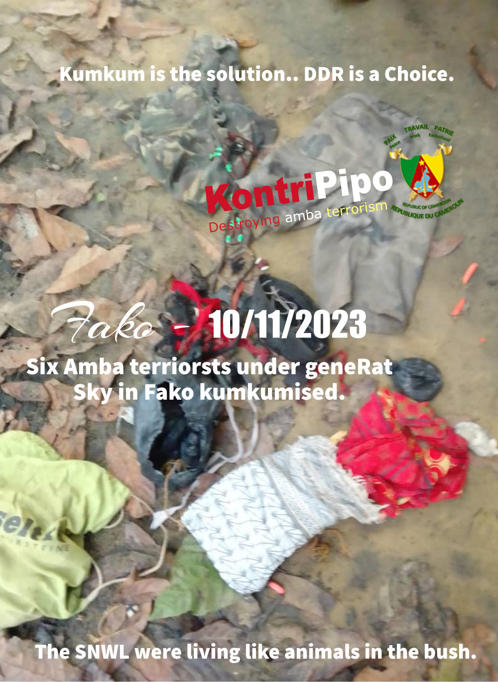 6 amba terrorists under generat Sky of #Fako kumkumised 10 Nov 2023