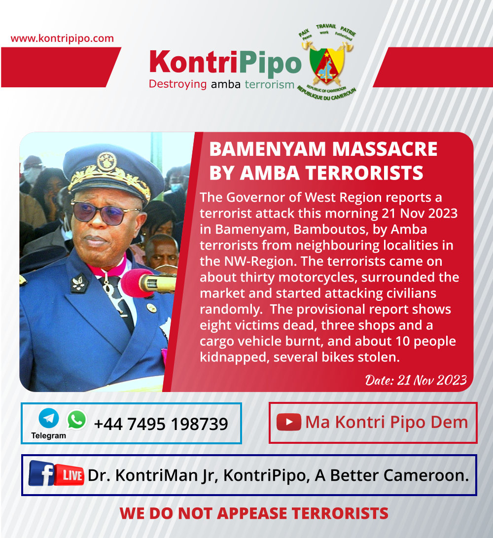 Amba Terrorist Massacre civilians in a Market in Bamenyam in the Bamboutos West Region 21 Nov 2023