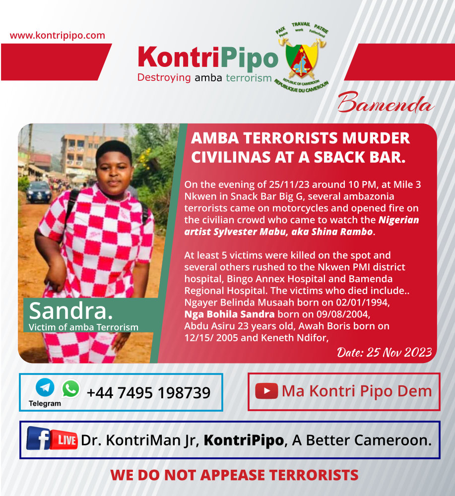 Sandra - Victim of amba terrorism - Murdered along 7 others at Big-G in Nwken Bamenda