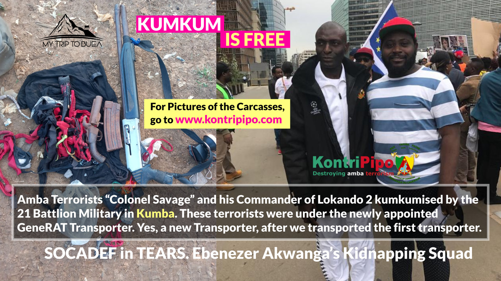 Amba Terrorists Colonel Savage and his Commander of Lokando 2 SOCADEF Kumkumised