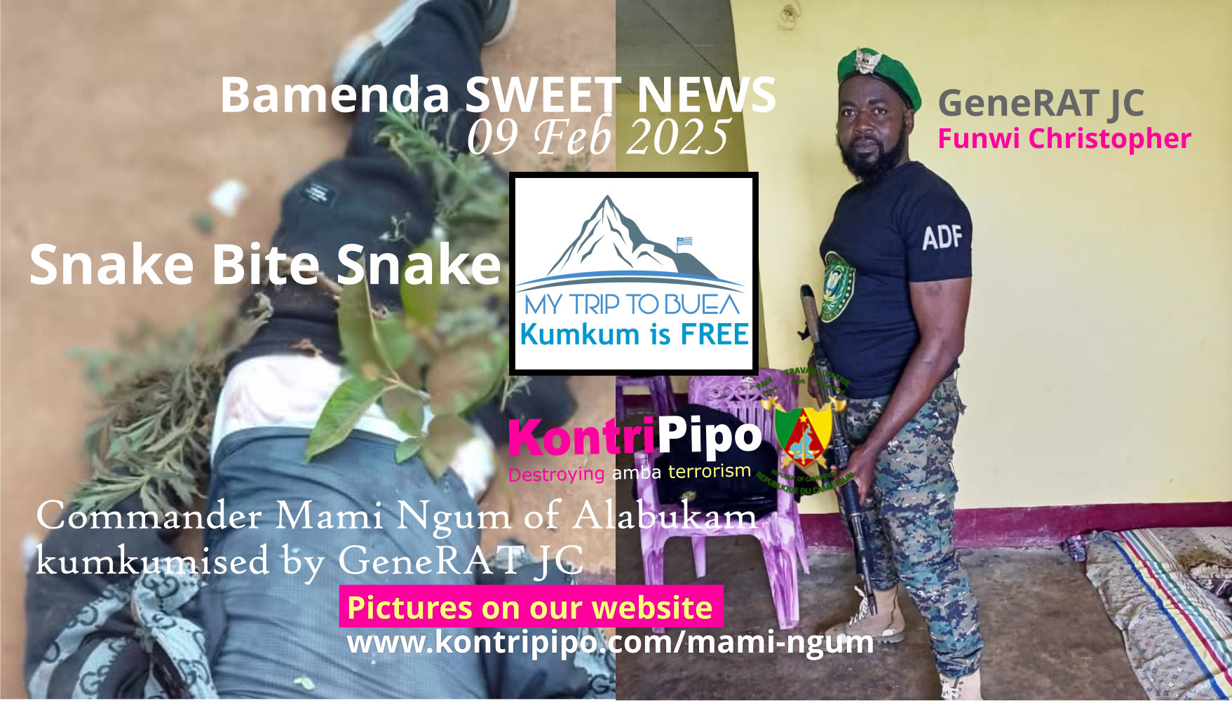 bamenda 09 Feb 2025 - Commander Mami Ngum Kumkumised by GeneRAT JC of ADF snake bite snake