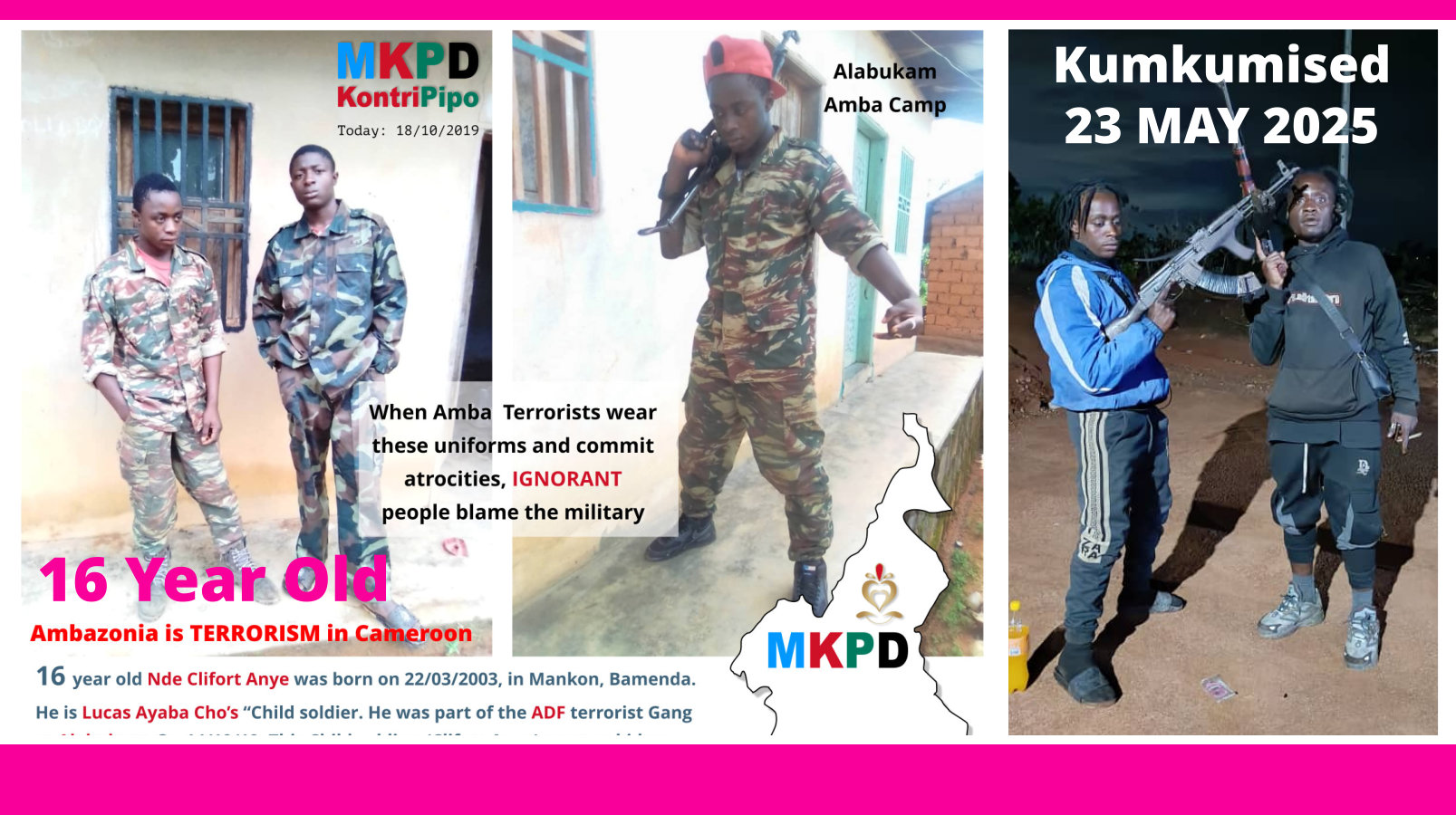 Nde Clifort Anye Aka GeneRAT LastBorn (Child Soldier) of ADF Alabukam kumkumised 23 May 2025