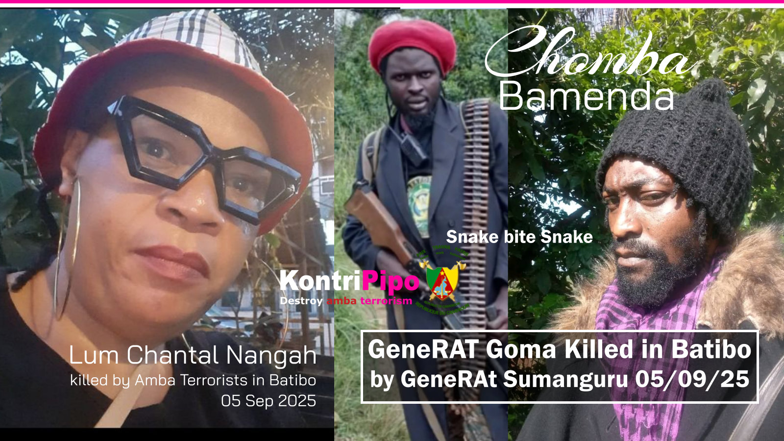 GeneRAT Goma and Girlfriend Lum Chantal Nangah Kumkumised in #Batibo by ADF Terrorists Snake bite Snake